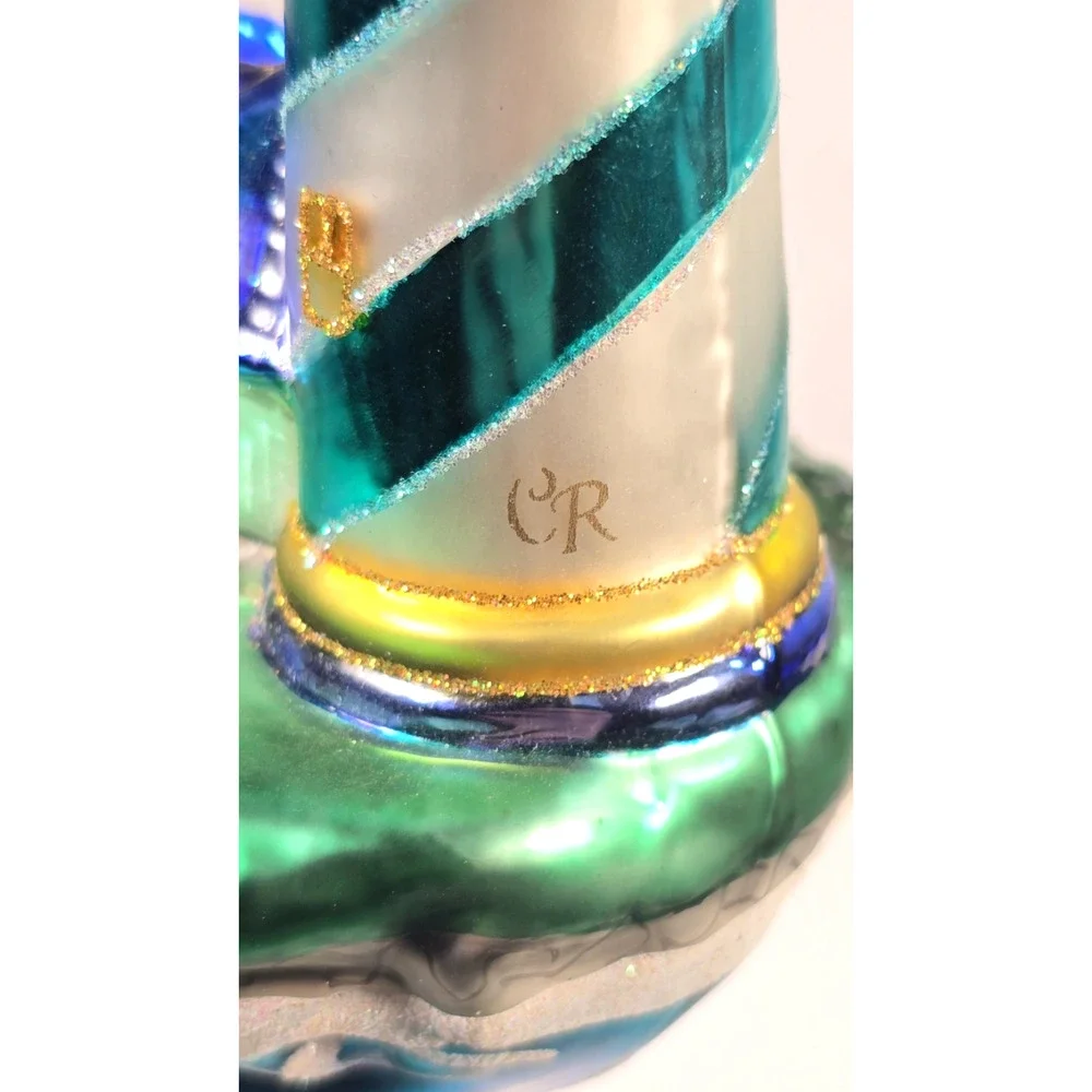 Rare Christopher Radko SEA SHINE Lighthouse Hand Blown Glass Ornament 1015989